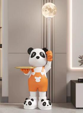 创意熊猫落地大发摆件客电厅柜沙视DXU旁书房装饰品乔迁新居开业