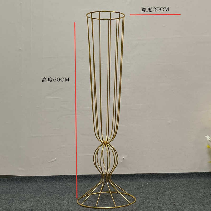 器金色花花主摆件插花道具器婚庆器皿镂空桌引布置铁婚礼路桌艺