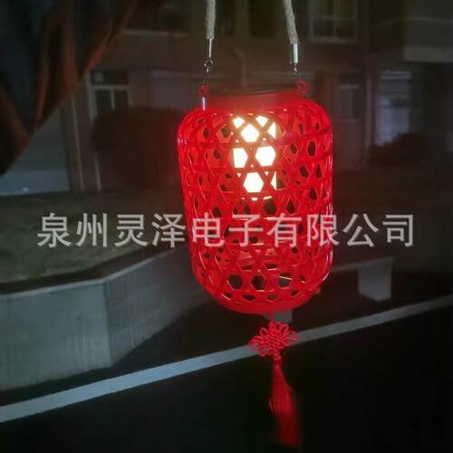 太）阳能灯古典中灯式LZBK-DL-院竹编灯笼（带灯芯春节笼仿藤编庭