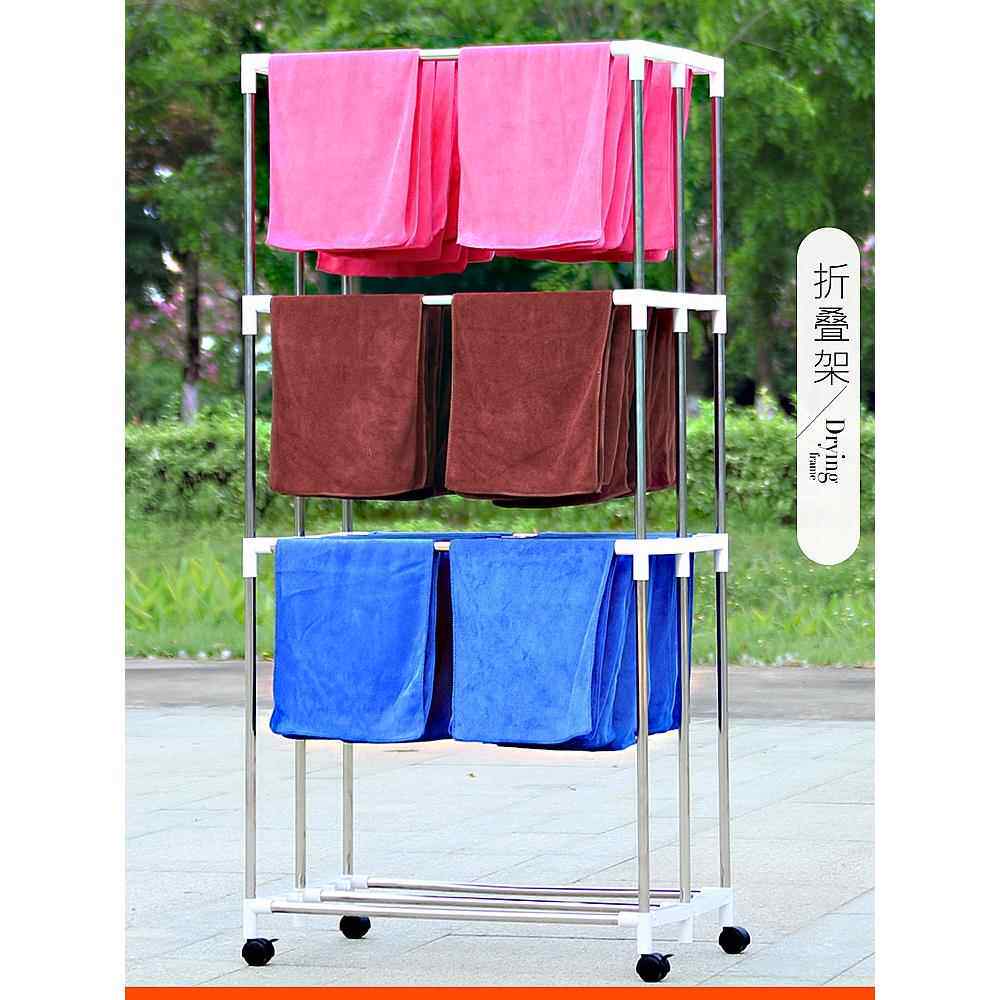 美容院晒毛巾浴巾架折叠落地式发廊洗车美发店专用不锈钢凉晒架子
