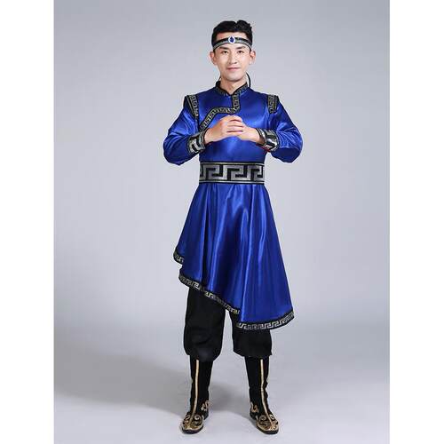 高档新款藏族蒙古族舞蹈演出服学长袍套装少数民族风西装成藏男士