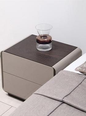 烟意式极EMZ卧简木实烤漆床头柜室熏木床边柜收纳储物柜创意风置