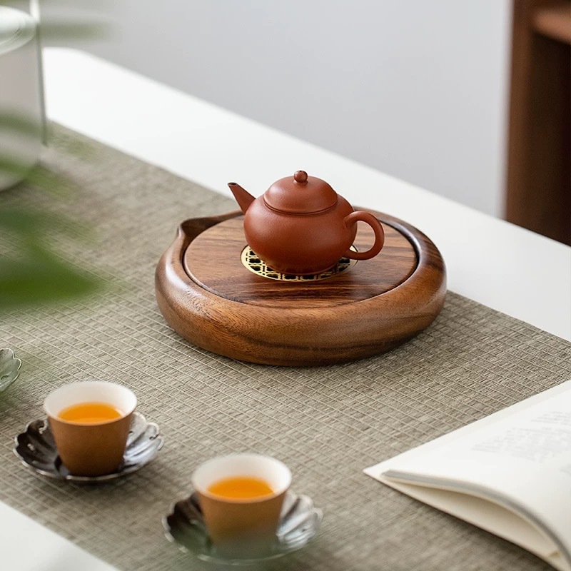 实木质壶承湿泡茶台圆形储水茶盘紫砂养壶茶几茶壶茶具功夫托盘