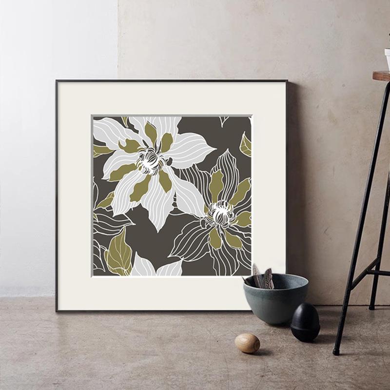 植物花卉中古风客厅装饰画玄关抽象挂画卧室床头餐厅壁画卡纸摆画