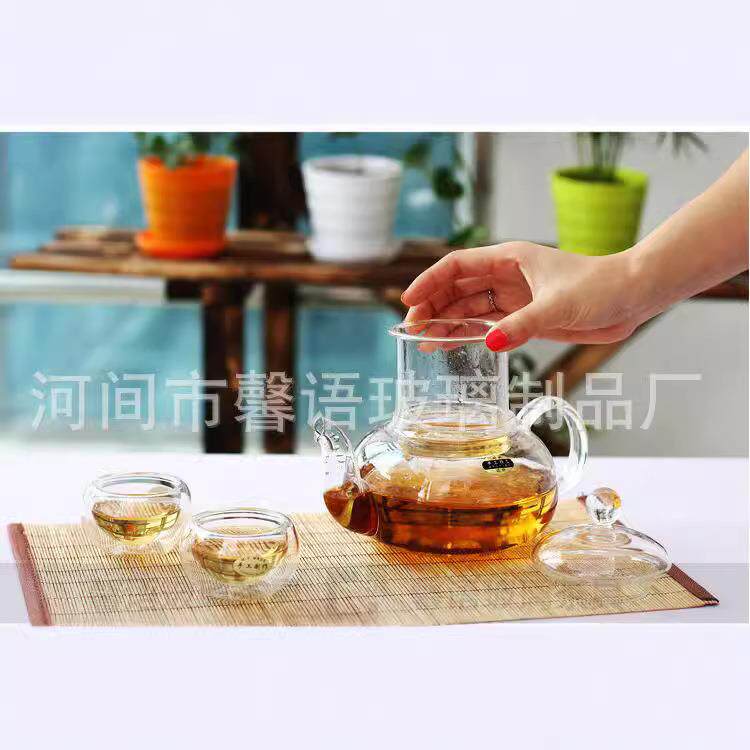 礼品耐热玻璃花草茶具高硼硅透明玻璃茶壶家用功夫茶具套装