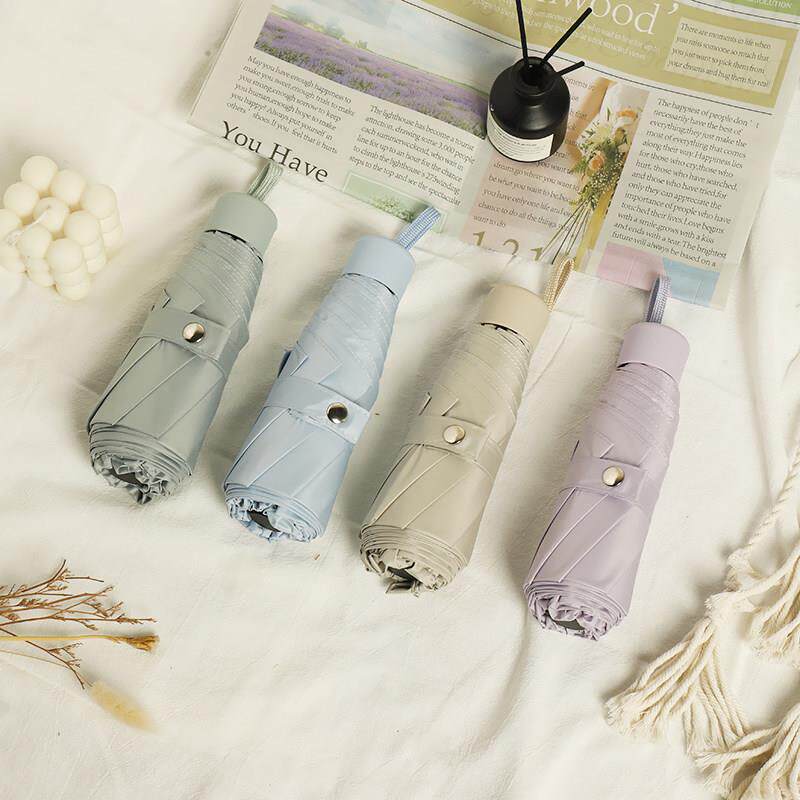 五折伞女小巧便携折叠马卡龙色太阳伞防晒防紫外线黑胶遮阳晴雨伞