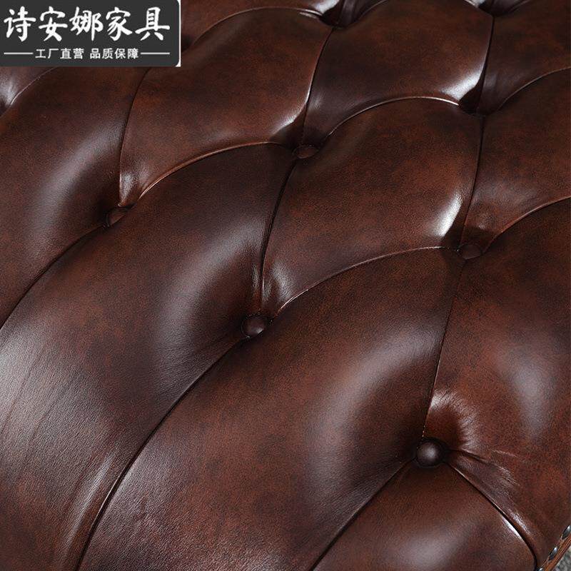 美式实木躺椅客厅欧式皮艺休闲椅卧室贵妃榻单人沙发新品M6