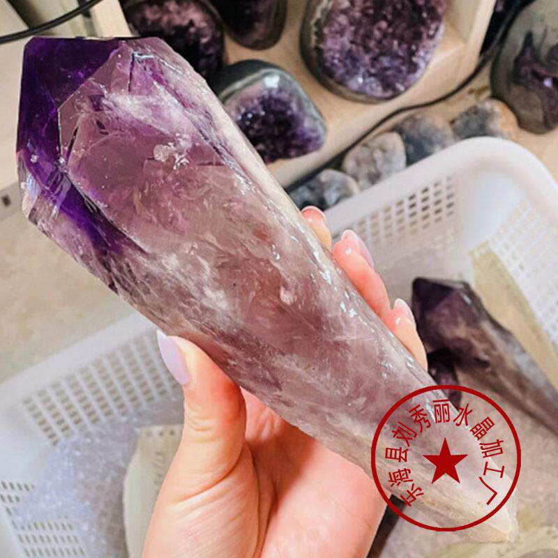 海外热销款乌拉圭天然紫水晶骸骨权杖天然紫水晶原石魔杖疗愈权杖