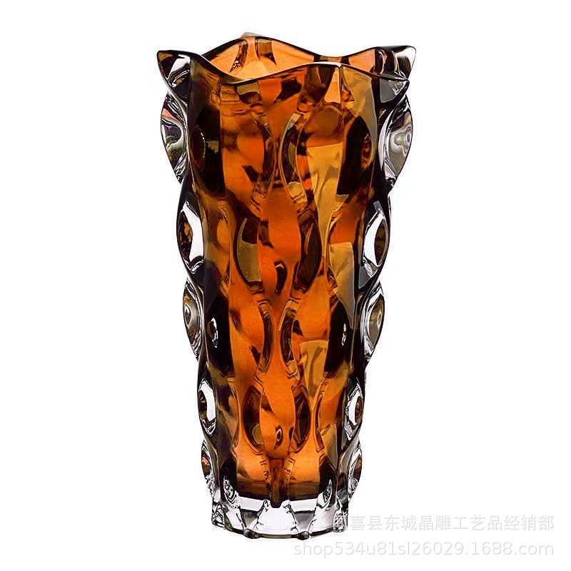 大捷克水晶玻璃大花瓶高档轻奢乔迁送礼婚庆插花欧式客厅摆件