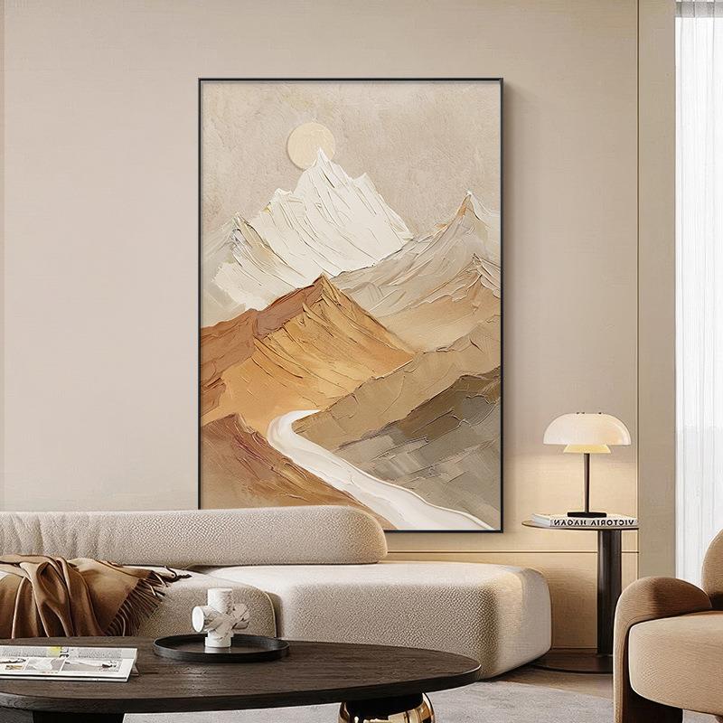 背有靠山客厅挂饰画现装代简约象肌理壁抽画大幅玄关过HLH-山有道