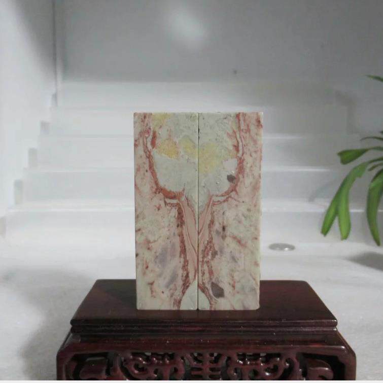 2.5*2.5*8CM青田紫檀石图纹酒杯对章金石篆刻方章印章寿山石