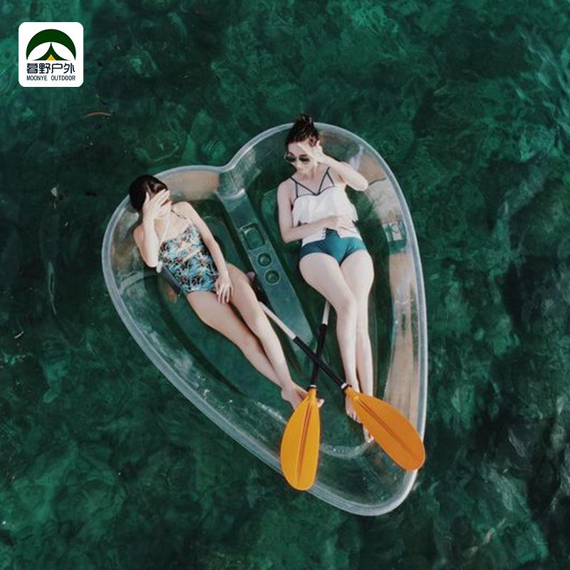 透明心型小船旅游观光景区漂流船皮划艇水晶玻璃独木舟船户外运动