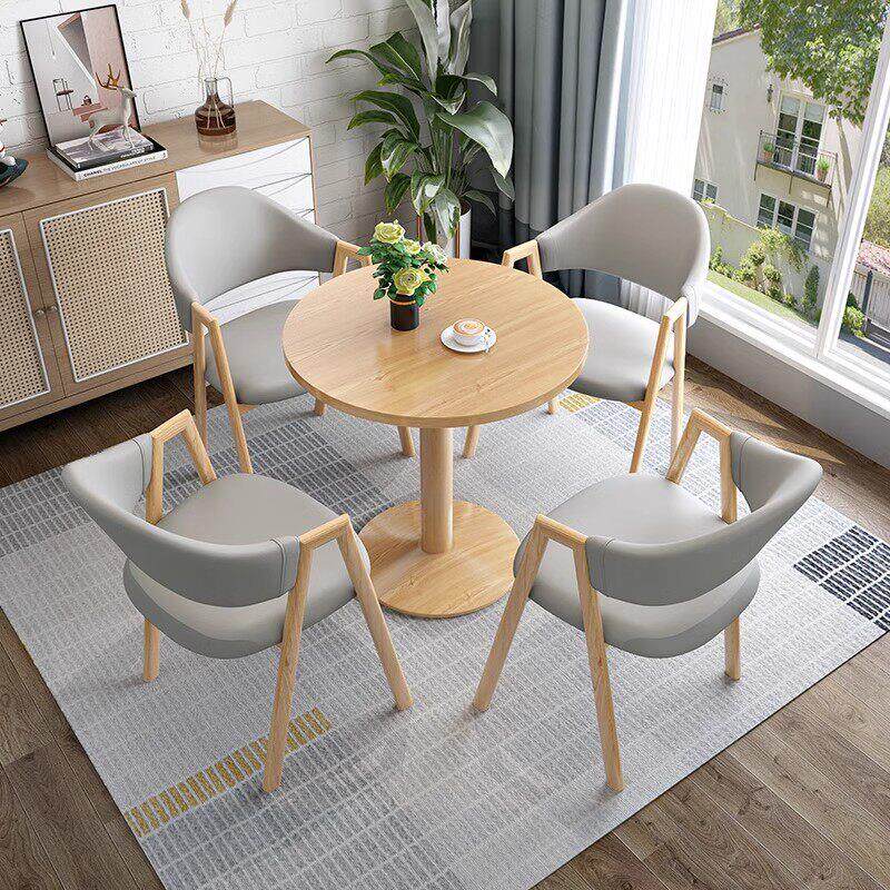 北欧简约洽谈桌椅组合休闲 办公商务接待会客家用阳台奶茶店小圆