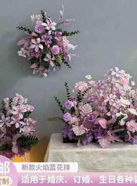 新款婚庆大台款仿真花排仿真绢花品装成饰尤加利花排路婚AIW花礼