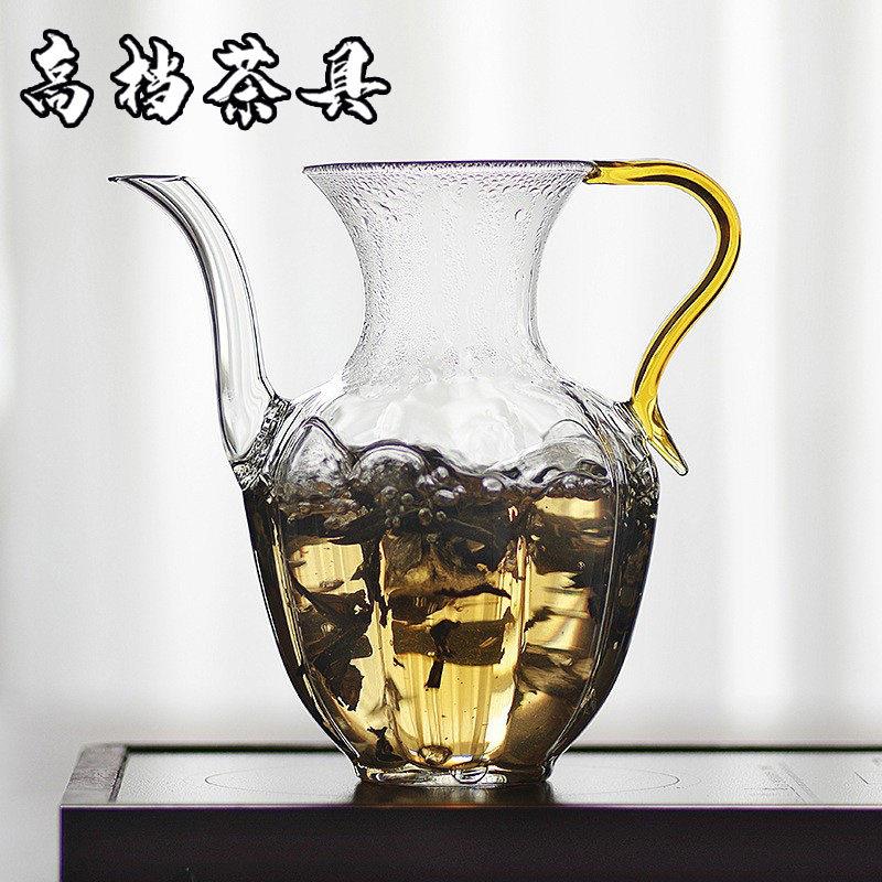 耐高温玻璃纯手工彷宋莲花手执壶高档加厚耐热带过滤煮茶壶泡茶壶