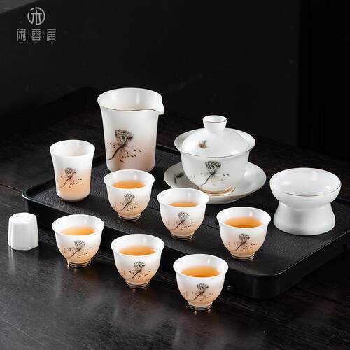 正品高端2025白新款冰高种景德镇茶具套组轻奢档家用瓷盖碗盒茶杯