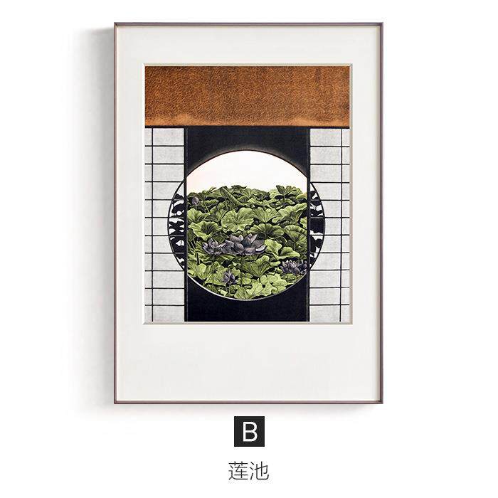 简朴自然原木风建筑挂画铝合金边框挂画赤木集日式文艺餐厅装饰画