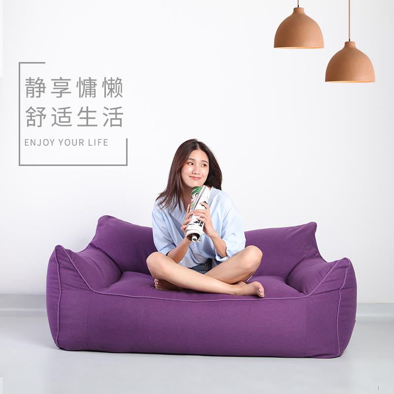 跨境亚麻懒人双人沙发椅扶手椅套装两座布艺家居客厅沙发现代简约