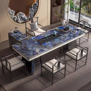 轻奢岩板茶桌椅组合高级感办公室奢石茶台烧水壶一体全自动大板桌