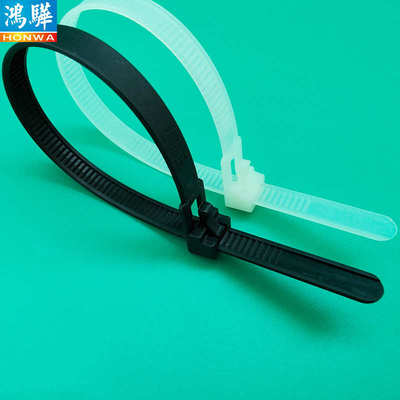 8*300mm可拆解黑色活扣扎带 黑色pa66料可退可松式扎带7.6*300