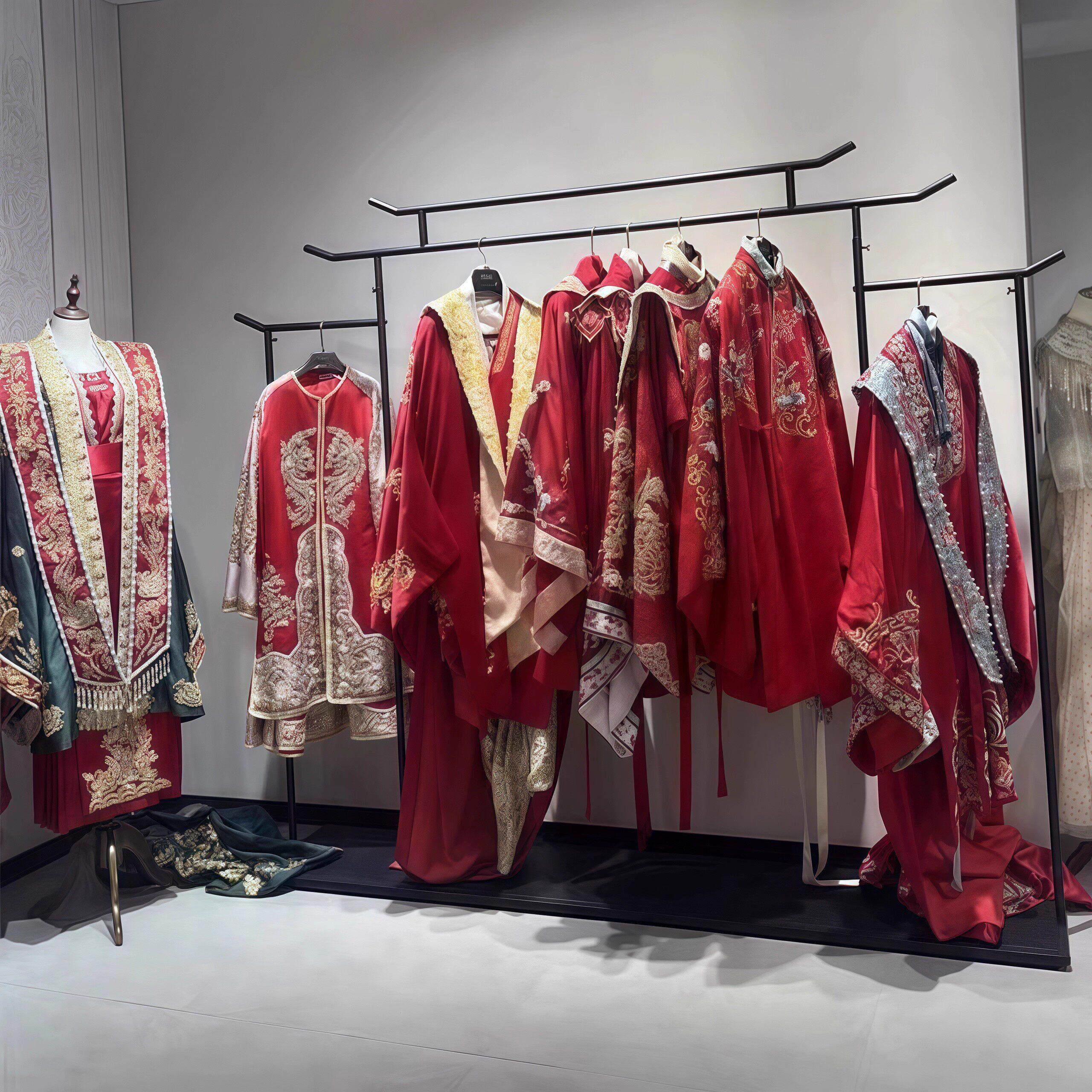 中式婚纱架子仿古秀禾架旗袍礼服陈列架复古货架落地式汉服展示架