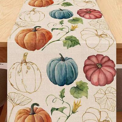 Mexican Day of The Dead Floral Linen Table Runners Holiday P