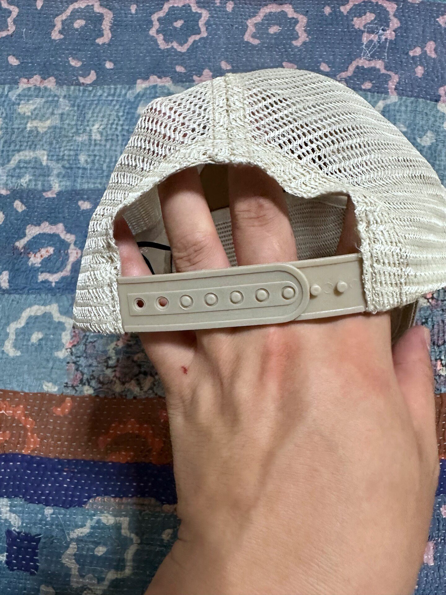 RRL Brown Trucker Hat with Red Patch — detail