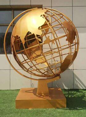 大型不锈钢地球仪雕塑定制旋转镂空圆球园林景观校园发光水景摆件