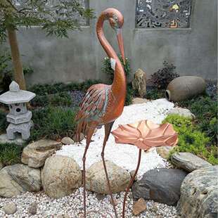 欧式 饰品园林景观 复古做旧铁艺仿荷叶喂鸟器摆件花园庭院装