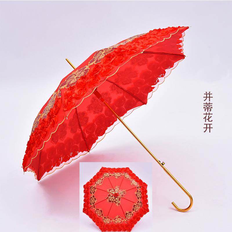 高档红伞伞婚礼男女节日彩娘长虹伞柄婚礼新伞红伞红伞