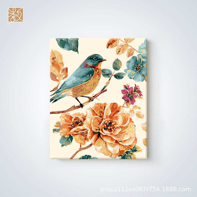 手工油画数字填充厂家内油画客厅diy4050直发框带风景手绘装饰画