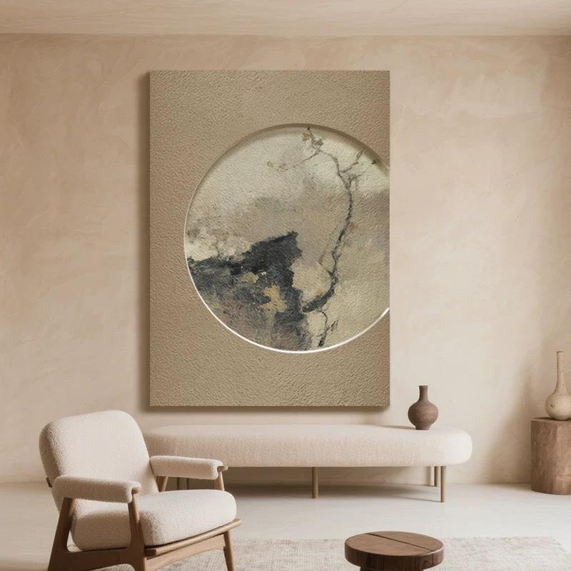 玄关装饰画肌理挂画墙壁带灯无框雕刻实木简约壁画画拼接新中式