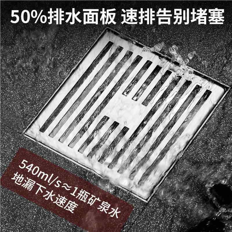 034不锈钢室外庭院大地漏卫水生间大口排防臭径器网框方形-地漏