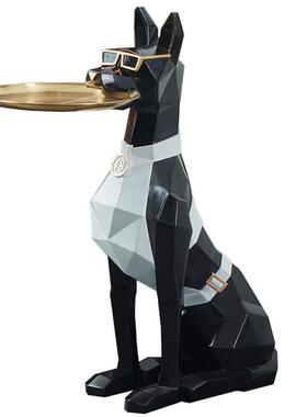 树脂工艺品杜宾犬落地摆件收纳家居客厅门口钥匙收纳乔迁送礼佳品