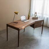 新中式 白蜡木书桌现代家用书房北美黑胡桃木电脑桌简易实木办公桌
