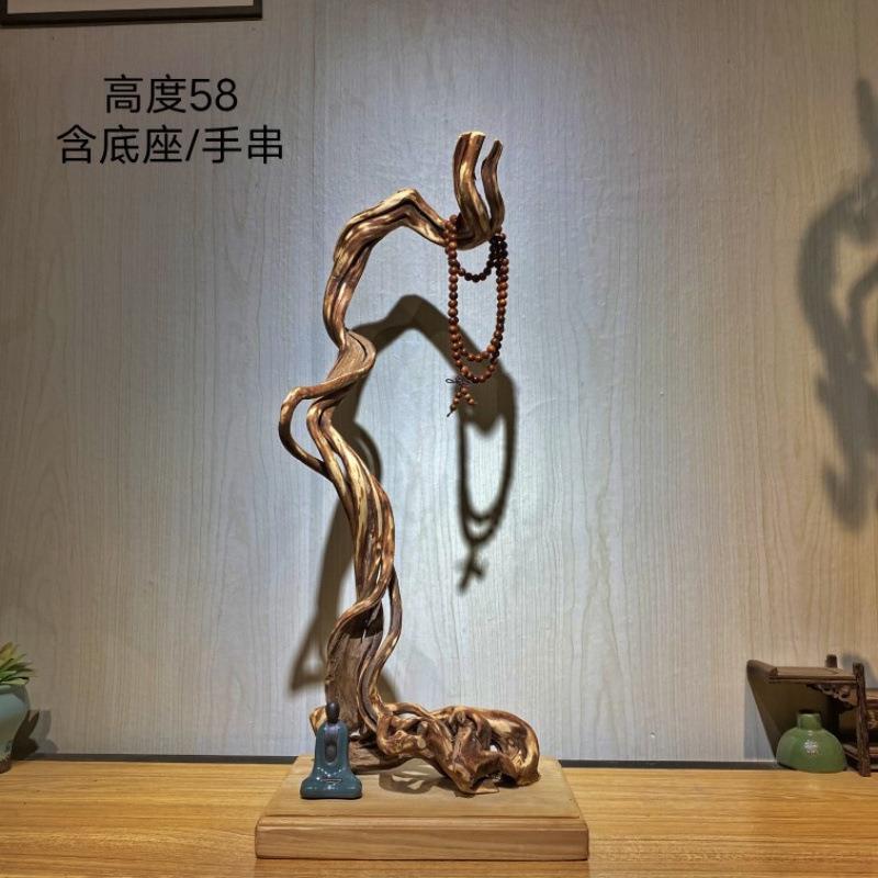 崖柏实木随形根木枯木禅意摆件茶室办公桌客厅玄关装饰工艺品