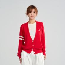 iNSLiiSA 红色假两件针织开衫女百搭显瘦圆领2025年新款毛衣外套