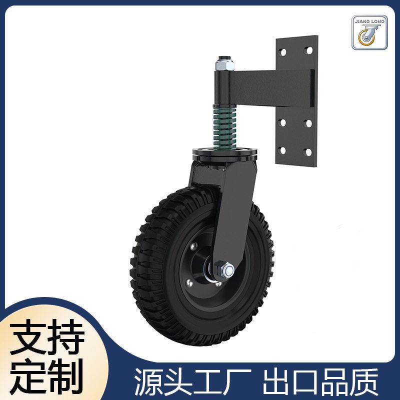 大铁门震门轮重型橡胶静音万向大门脚轮弹簧震轮农场门轮