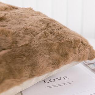 2025新款秋冬抱撸猫靠感枕IYG沙发靠垫焦糖色獭毛兔靠枕现代样板