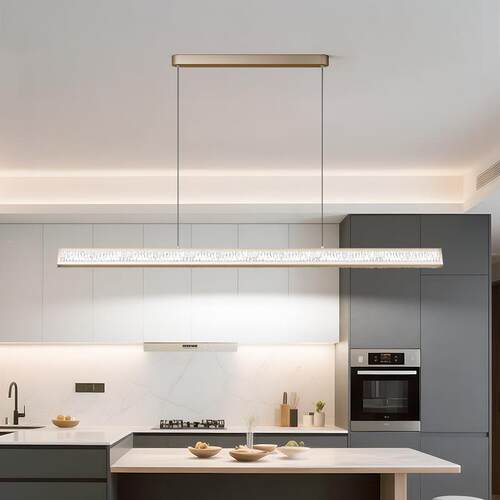 简约餐厅吊灯现代餐桌灯一字长条吊灯吧台中山灯具茶室岛台灯吊灯