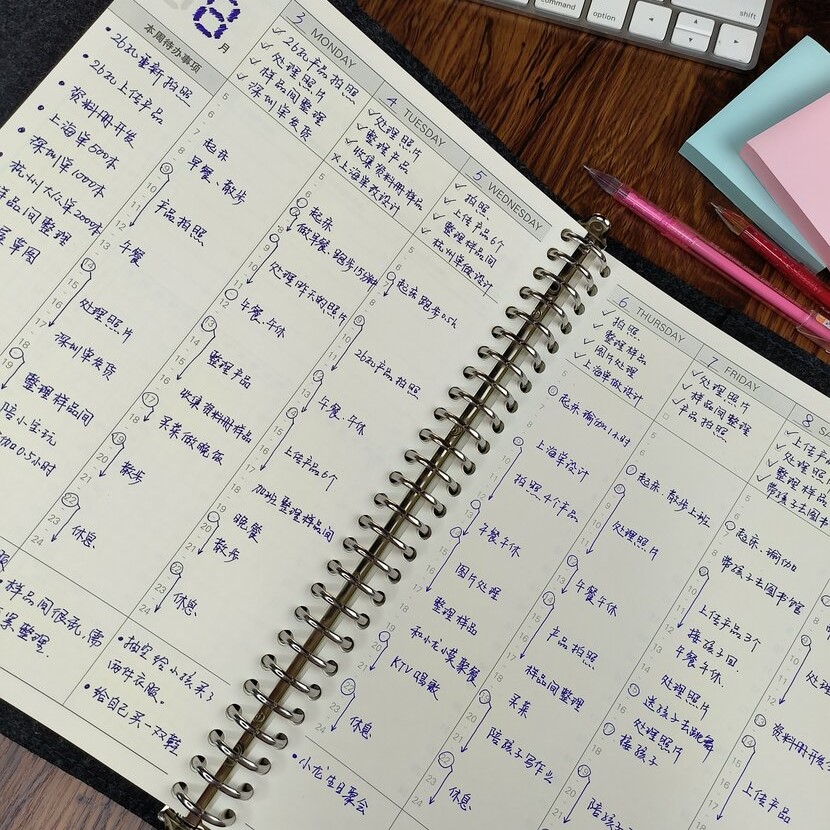 一周两页 时间轴直式周计划本活页效率手册竖版日程本笔记本B5自