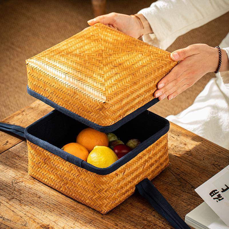 复古茶具收纳盒竹制便携行旅茶具竹编日式收纳252包筐桌面收纳篮