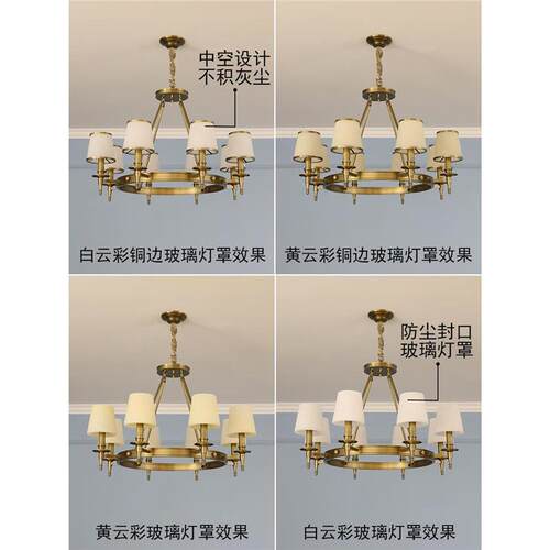 美式复古创意圆形客厅全铜吊灯北欧现代简约大气餐厅古铜色灯具