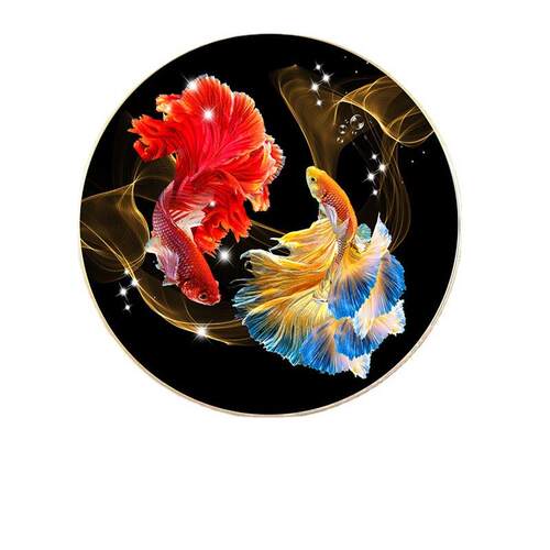年年有余鱼图入户玄关装饰画轻奢圆形餐厅挂画客厅壁画现代锦鲤