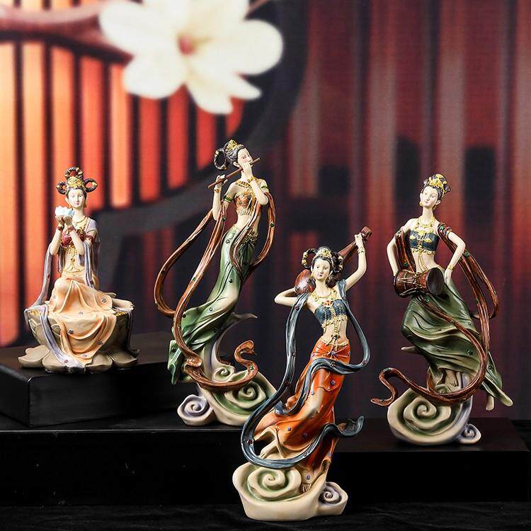 闻派新中式敦煌飞天摆件禅意古典人物客厅玄关书柜古风装饰工艺品