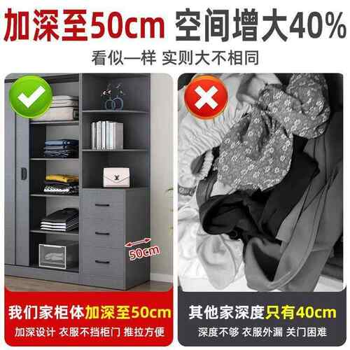 衣柜XOX家用卧室简推易拉门衣橱储物柜出屋经济型租人衣柜单收纳