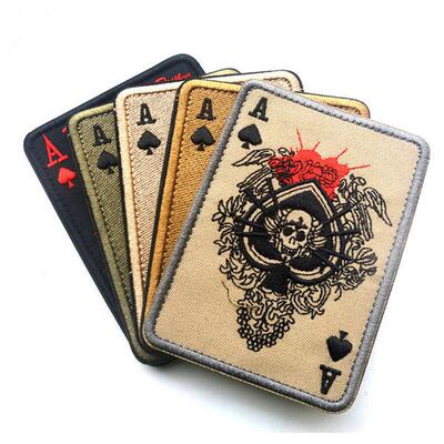 Death Card Poker Ace of Spades Patches Embroidery Tactical P