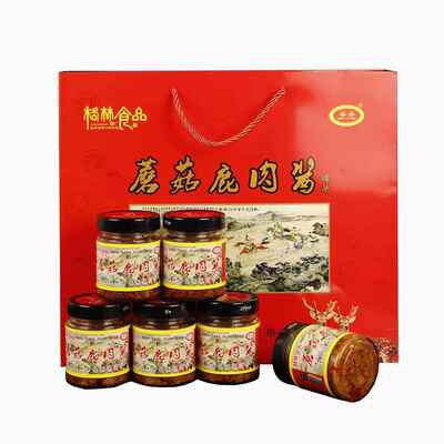 承德特产格林蘑菇鹿肉酱隆化蘑菇酱微辣拌面下饭酱180g*6瓶礼盒装