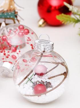 新款直销跨境圣诞装饰品 6cm/30pcs红白透明球圣诞球套装 圣诞树