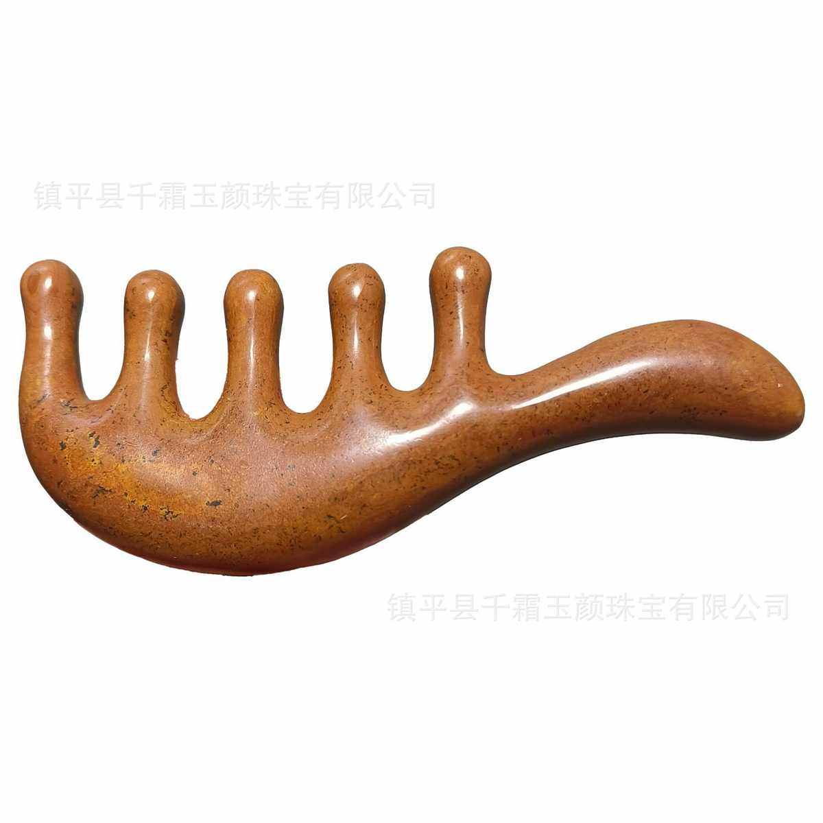 天然砭石六环石五齿按摩梳宽齿疏通头皮头部经络梳男女头疗刮痧板,个人护理/保健/按摩器材,按摩温熏调理器配件,淘宝优惠券,粉丝福利购,淘宝优惠卷